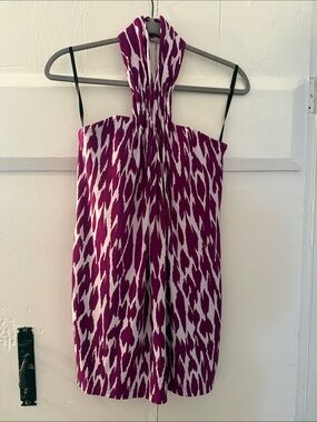 Laundry By Shelli Segal Purple and White Halter Mini Dress